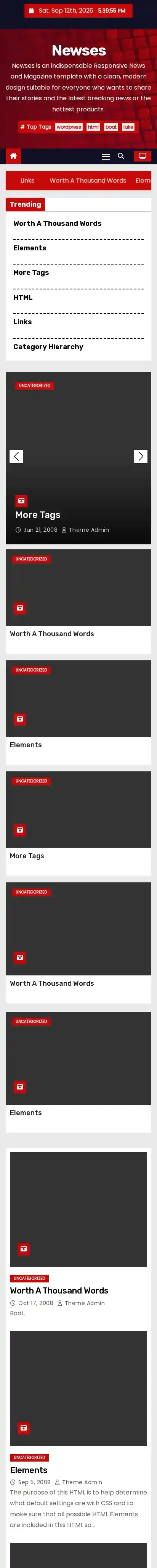 Newses home page on mobile