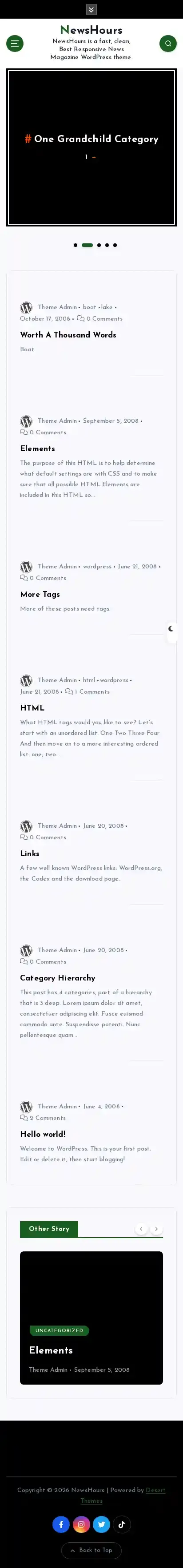 NewsHours home page on mobile