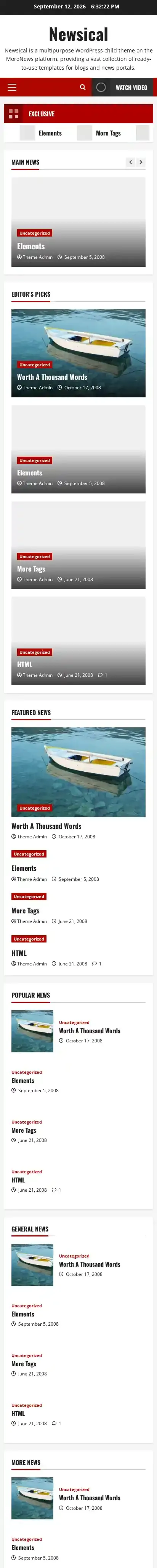 Newsical home page on mobile