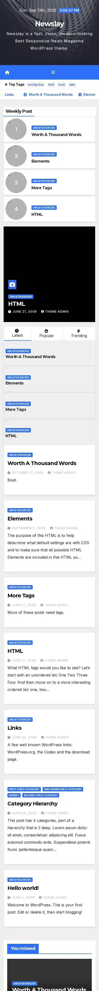 Newslay home page on mobile