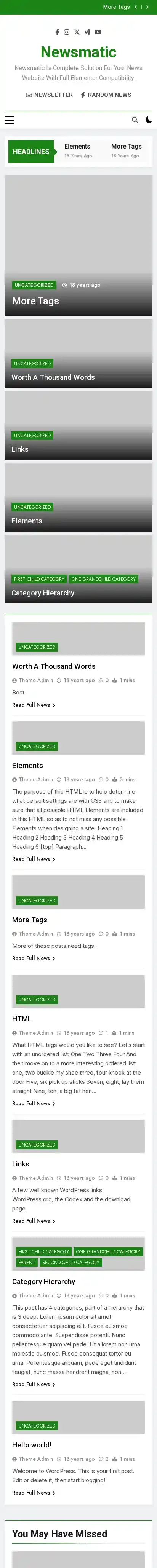 Newsmatic home page on mobile