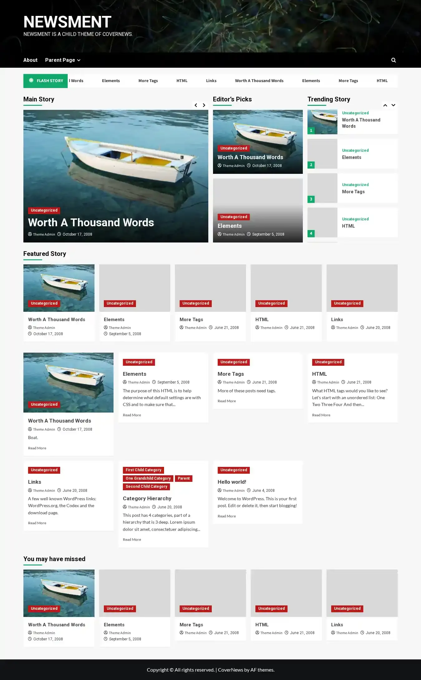 Newsment home page on desktop