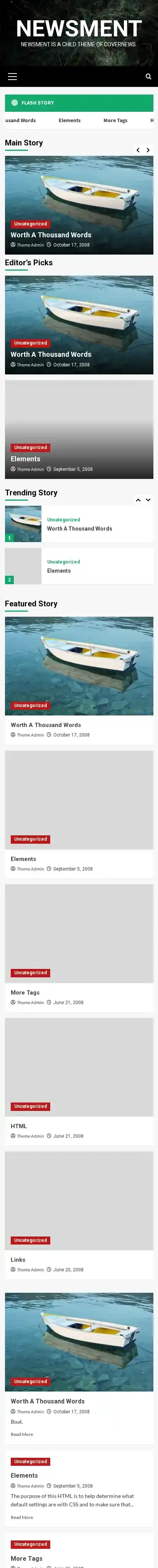 Newsment home page on mobile