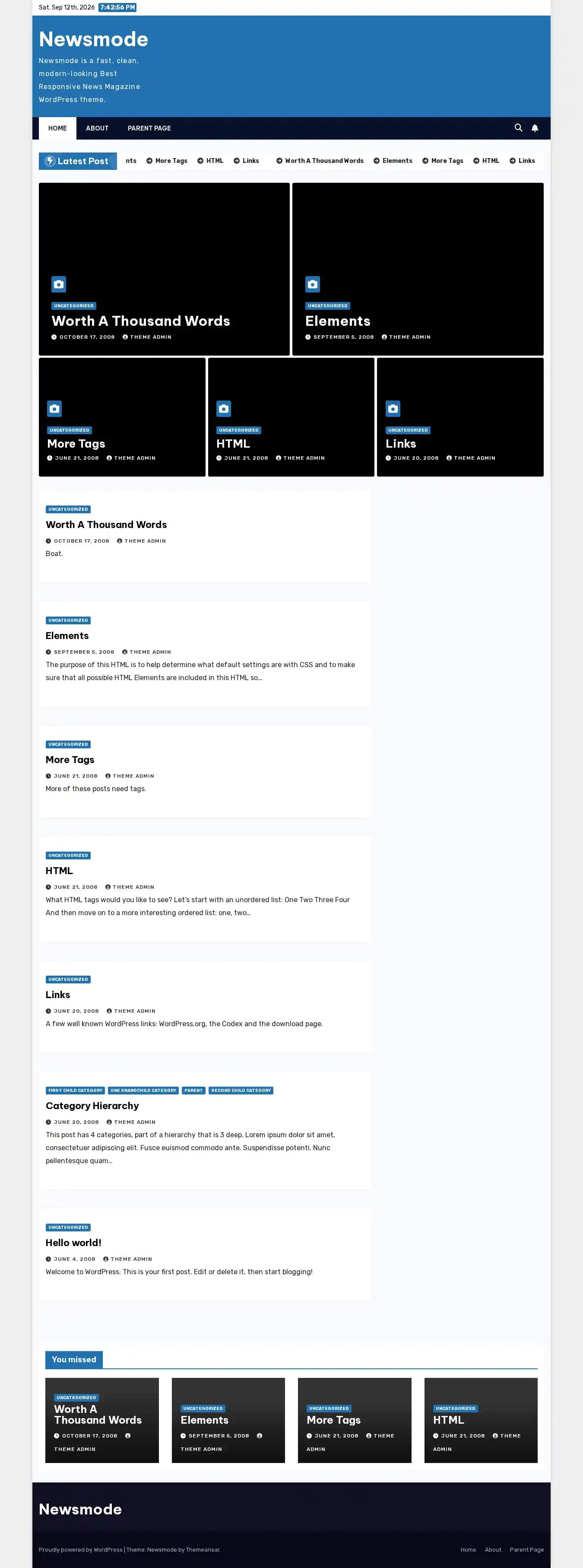 Newsmode home page on desktop