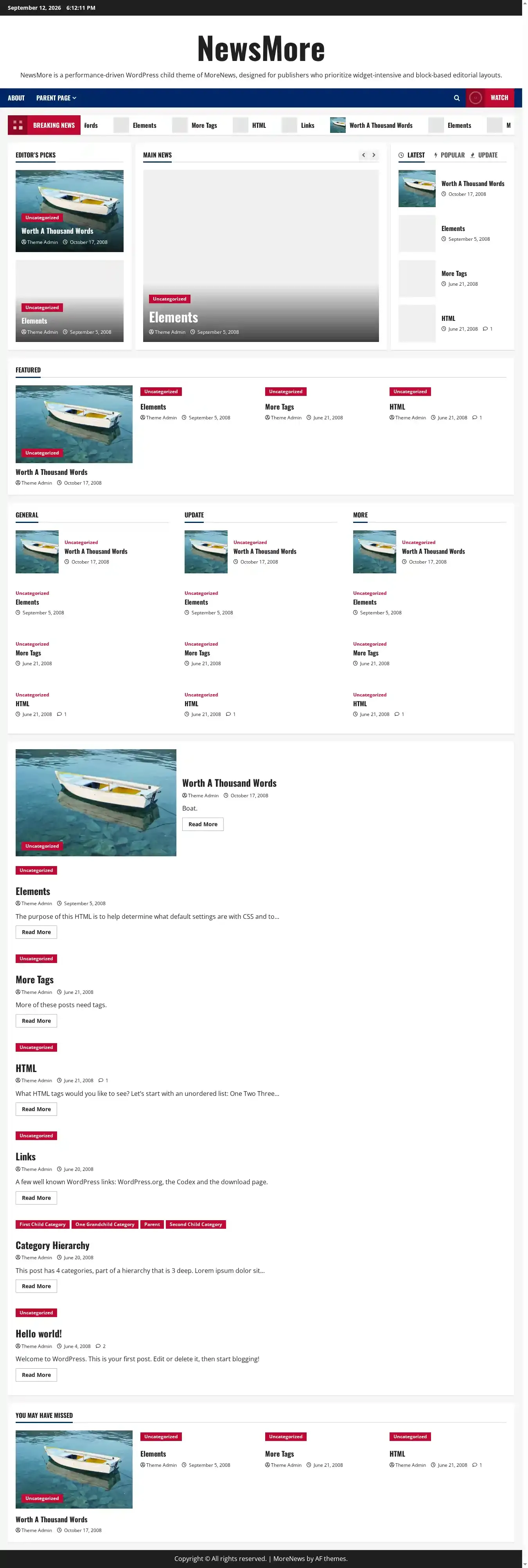 NewsMore home page on desktop