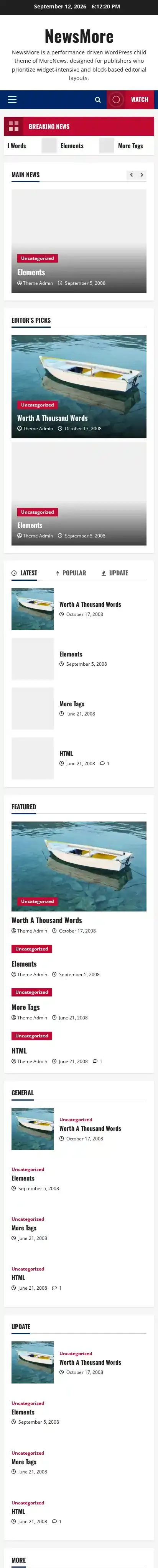 NewsMore home page on mobile