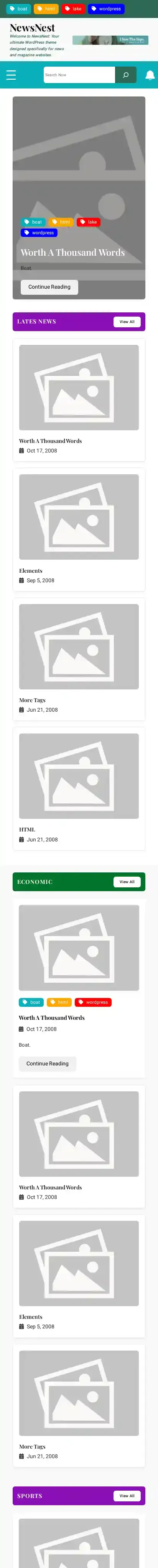 NewsNest home page on mobile