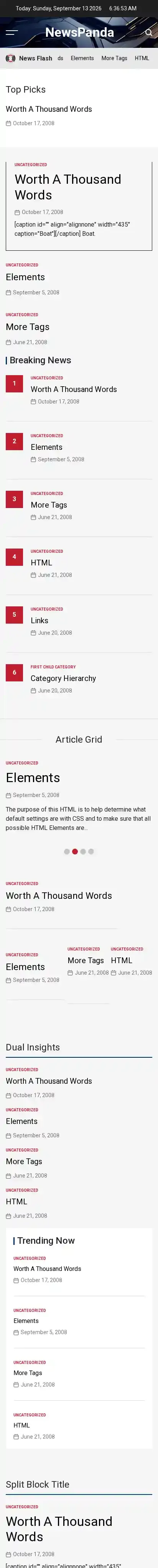 NewsPanda home page on mobile