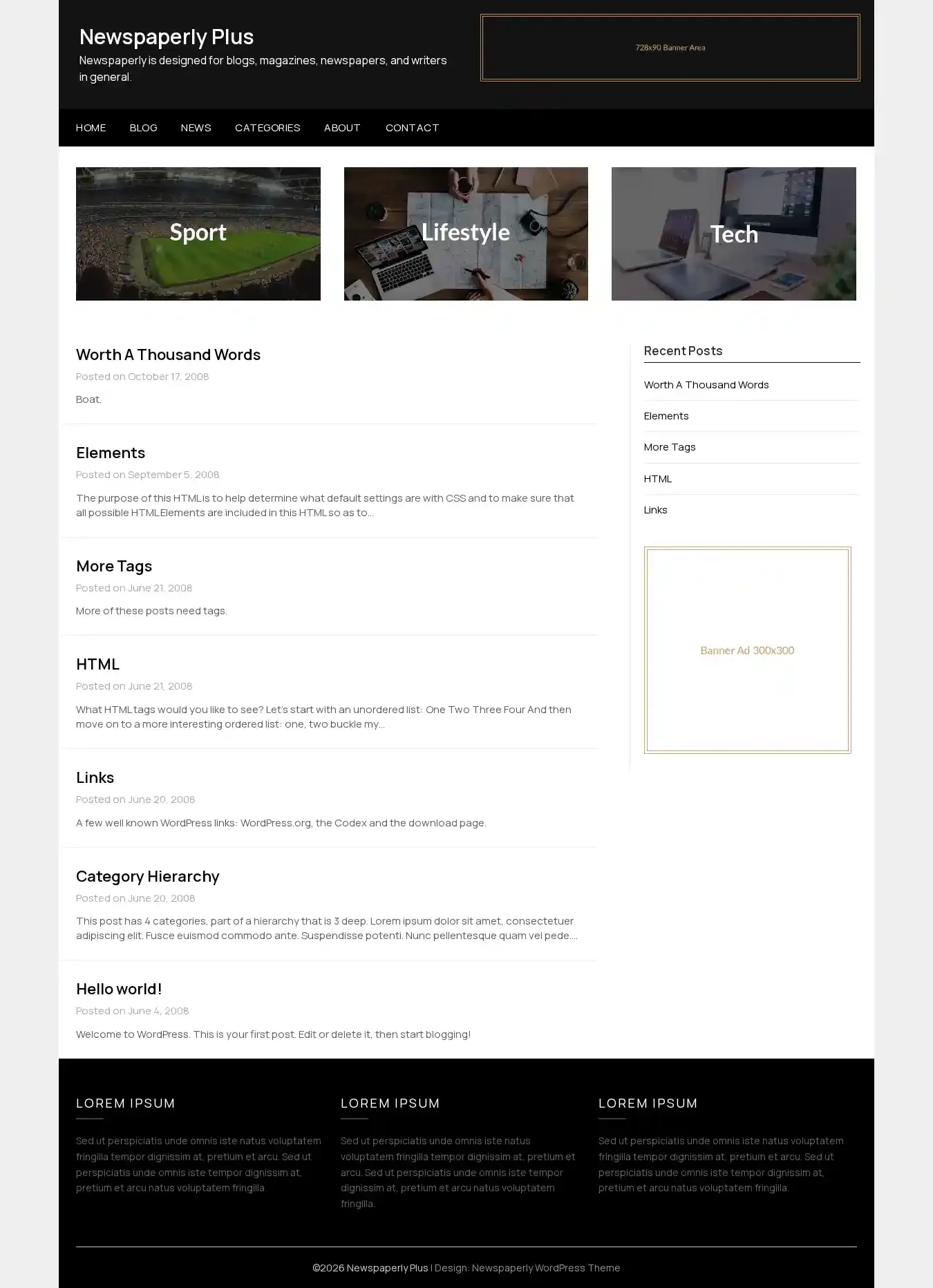 Newspaperly Plus home page on desktop
