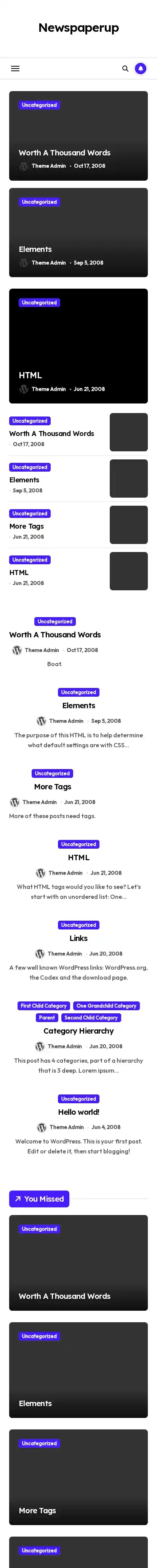 Newspaperup home page on mobile