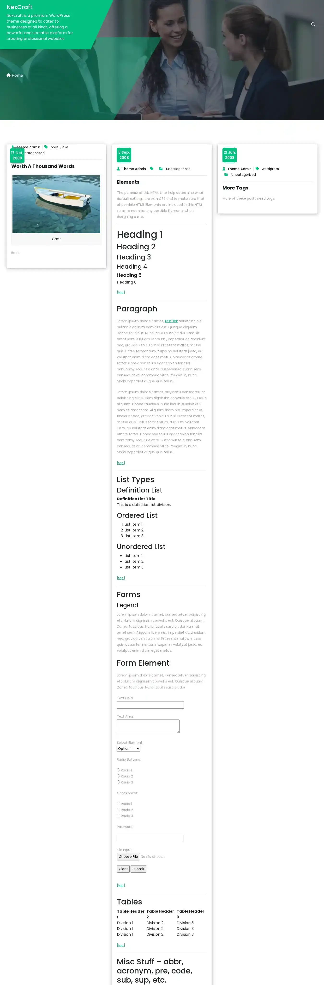 NexCraft home page on desktop