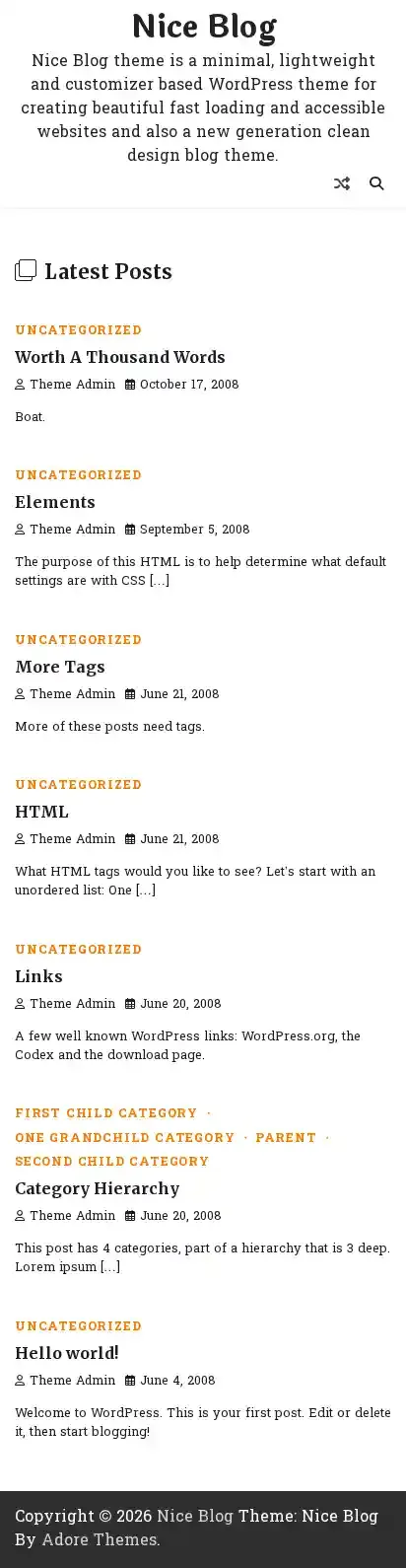 Nice Blog home page on mobile