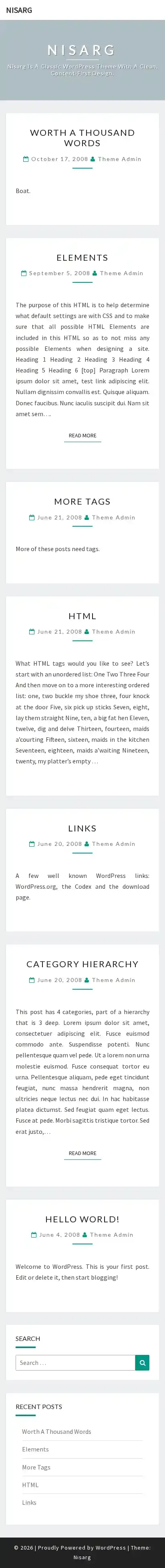 Nisarg home page on mobile