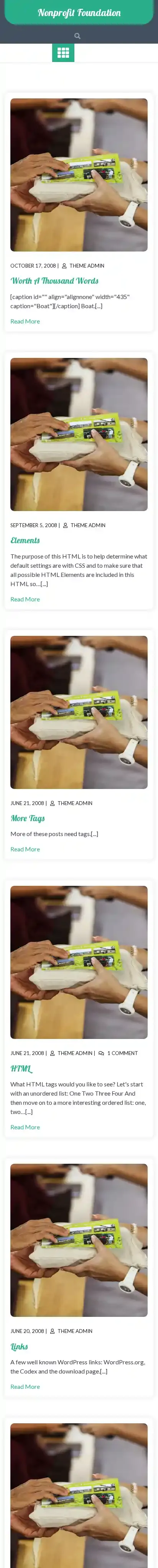 Nonprofit Foundation home page on mobile