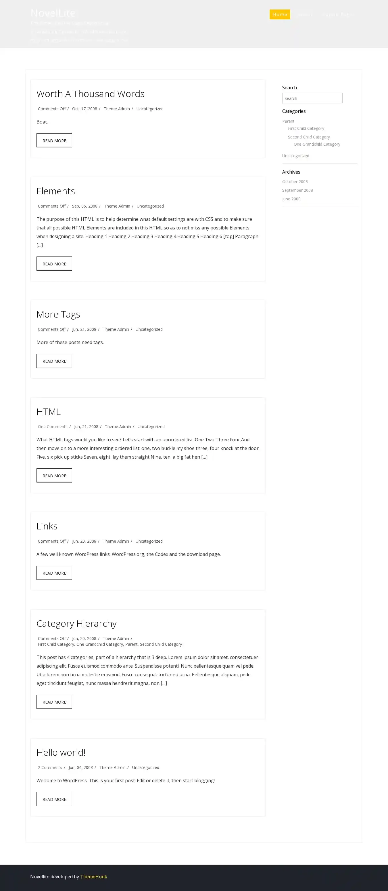 NovelLite home page on desktop