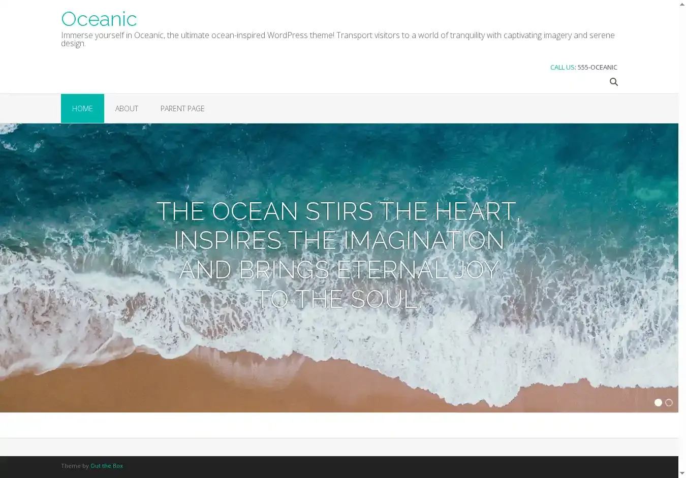 Oceanic home page on desktop
