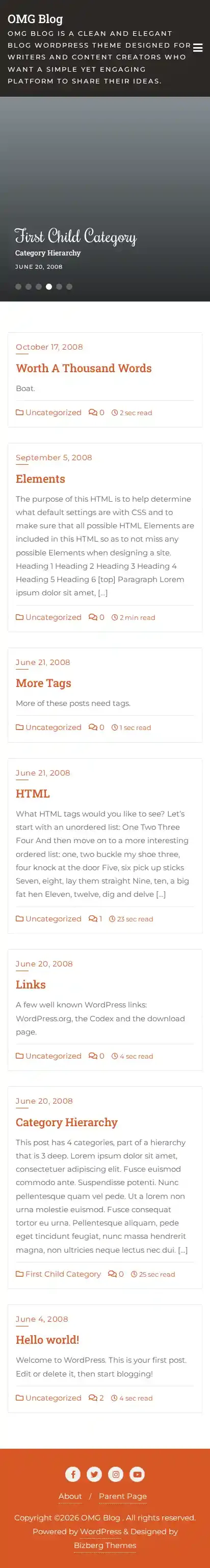 OMG Blog home page on mobile