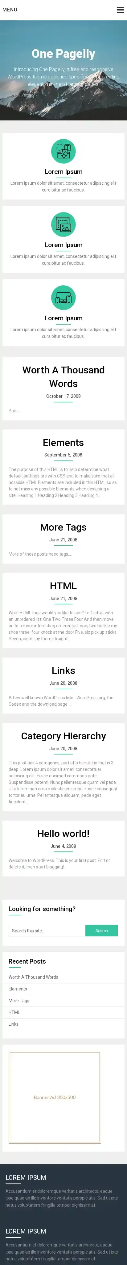One Pageily home page on mobile