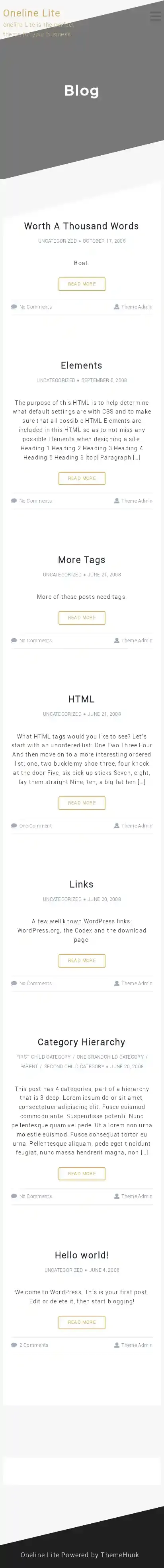 Oneline Lite home page on mobile