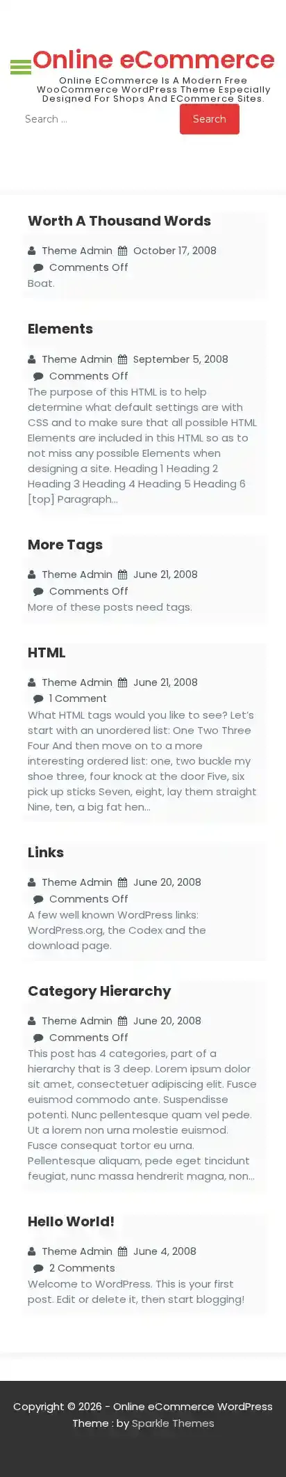 Online eCommerce home page on mobile