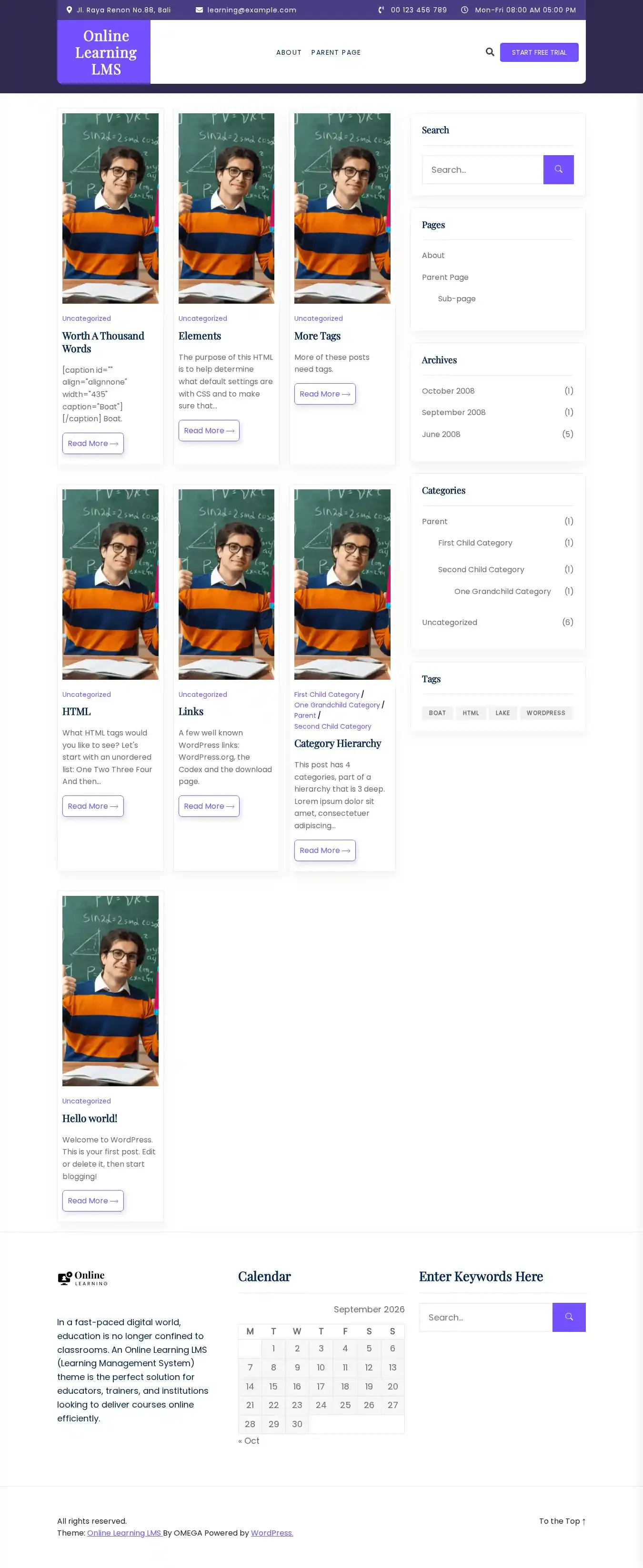 Online Learning LMS home page on desktop