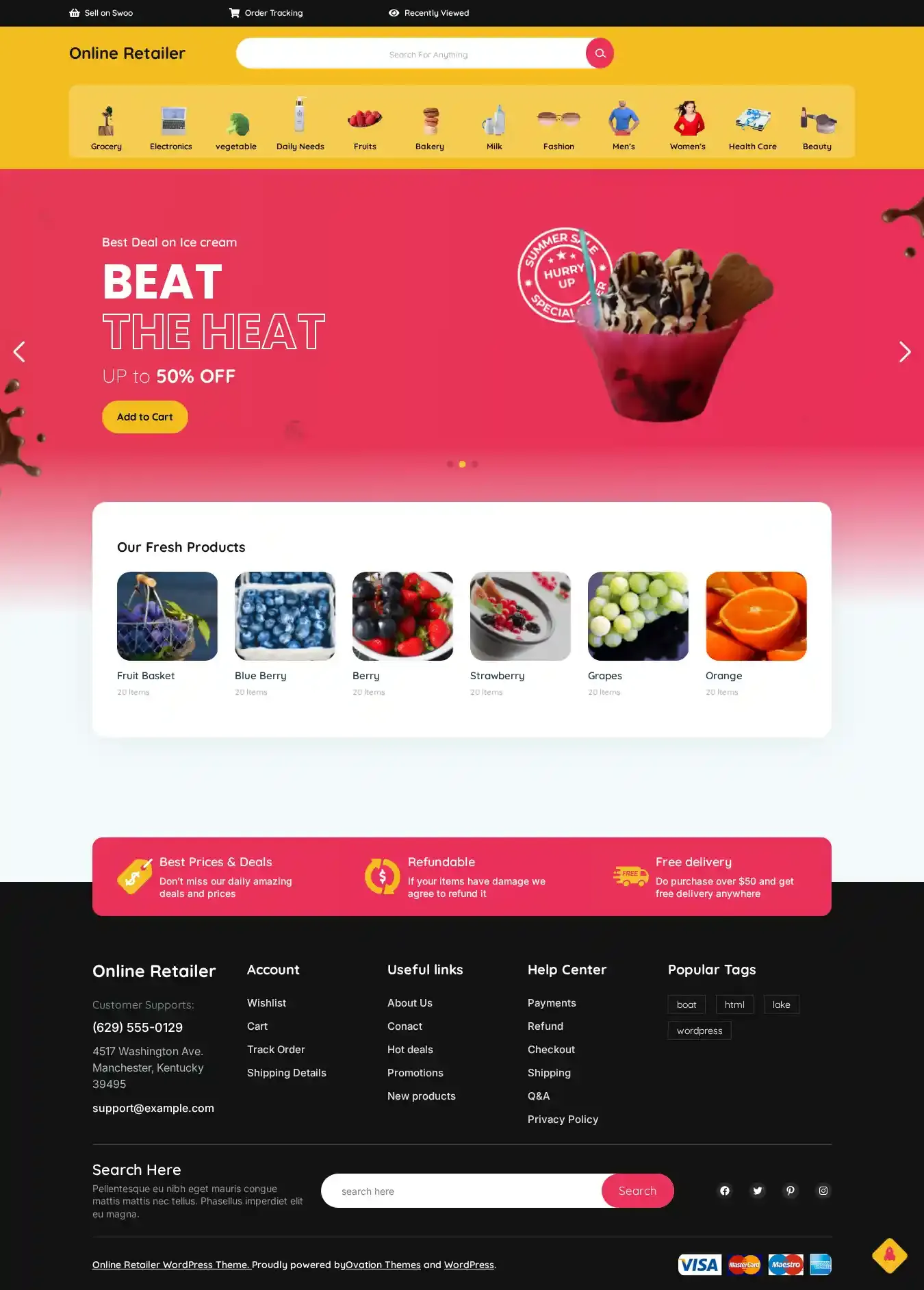 Online Retailer home page on desktop