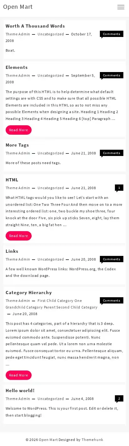 Open Mart home page on mobile