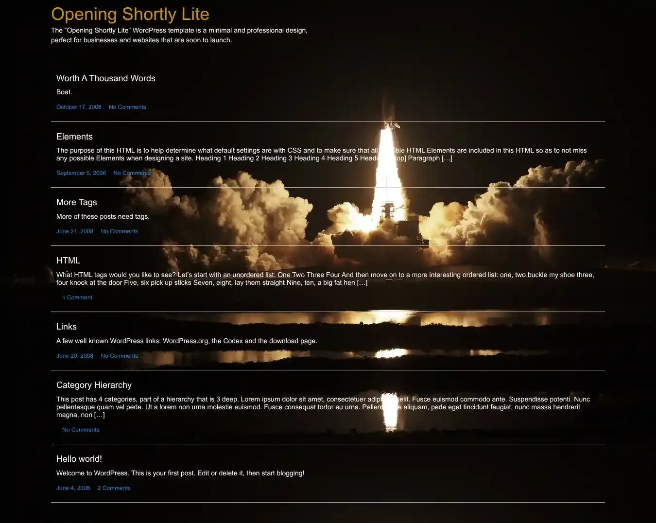 Opening Shortly Lite home page on desktop