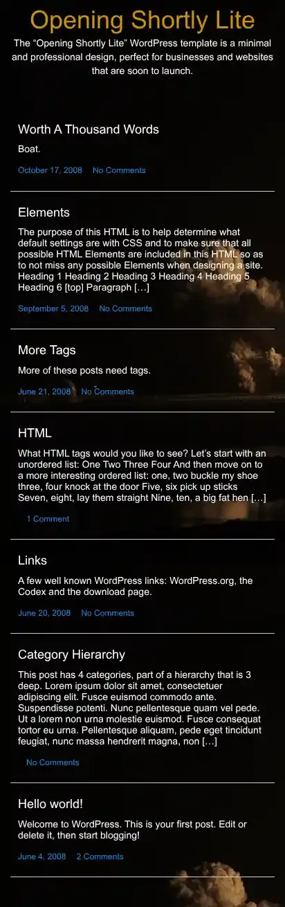 Opening Shortly Lite home page on mobile
