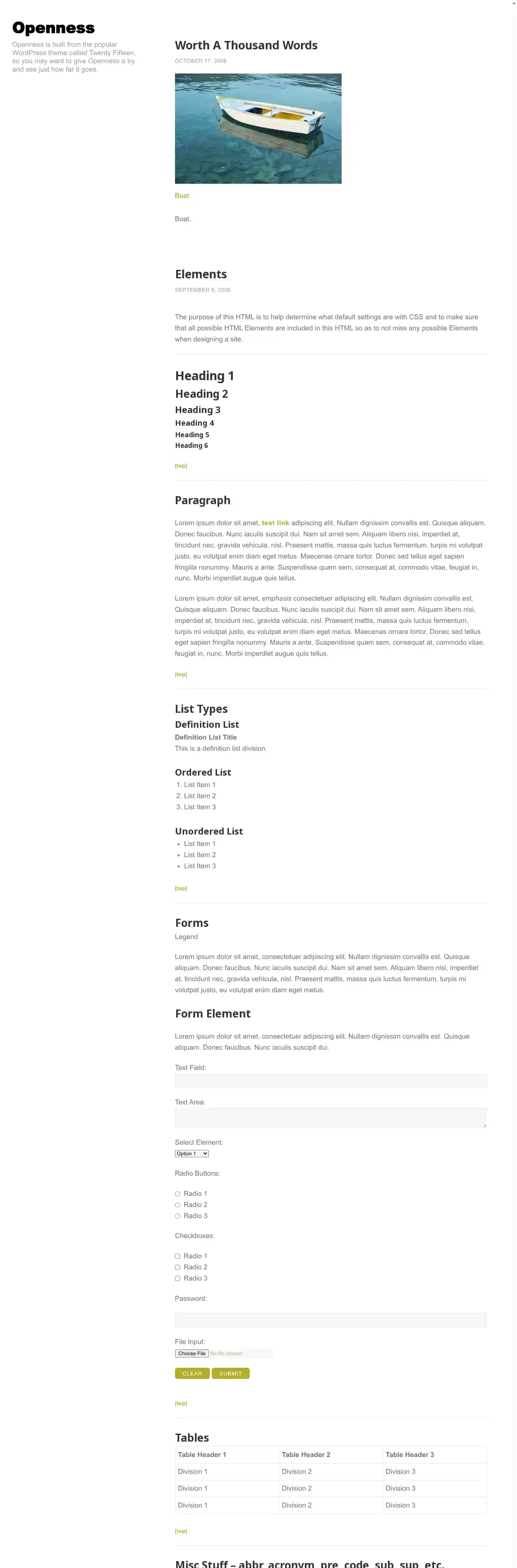 Openness home page on desktop