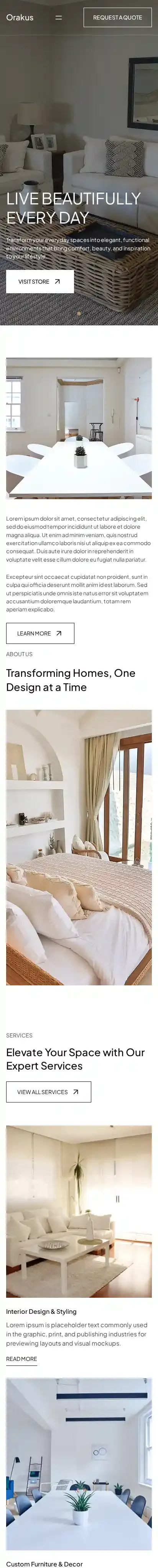 Orakus home page on mobile