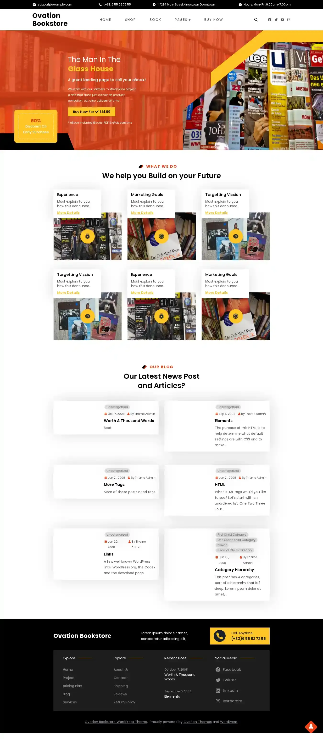 Ovation Bookstore home page on desktop