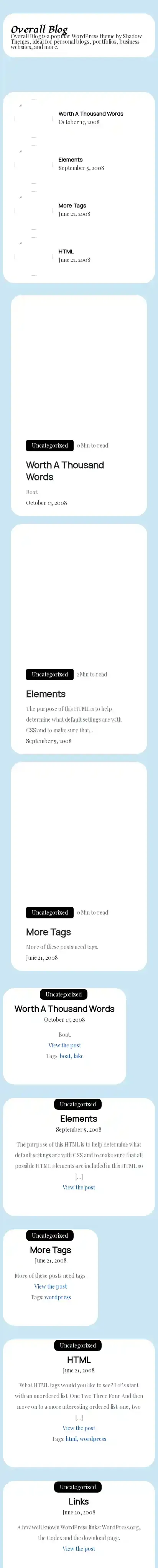 Overall Blog home page on mobile
