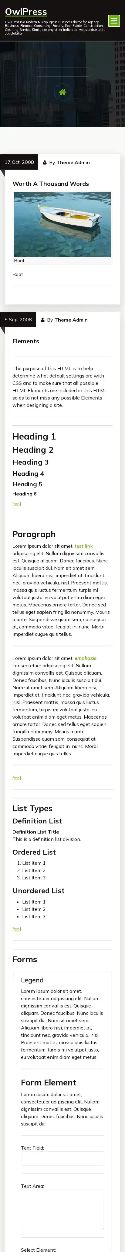 OwlPress home page on mobile