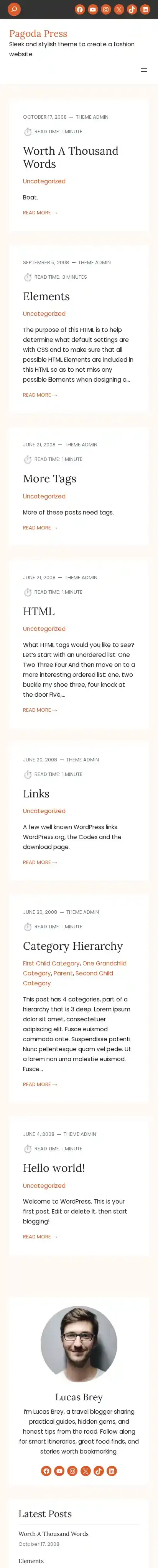 Pagoda Press home page on mobile