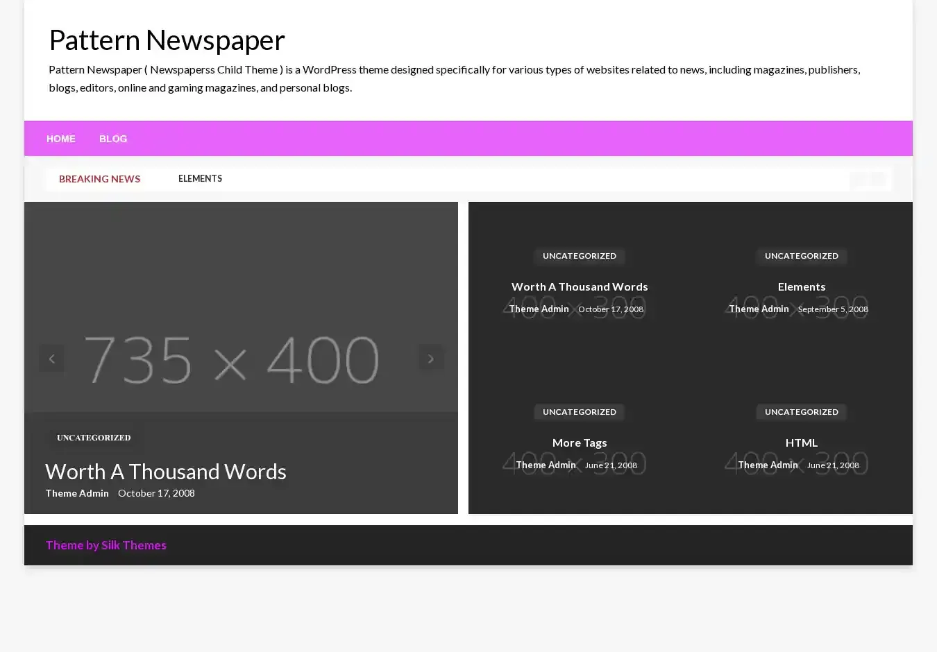 Pattern Newspaper home page on desktop