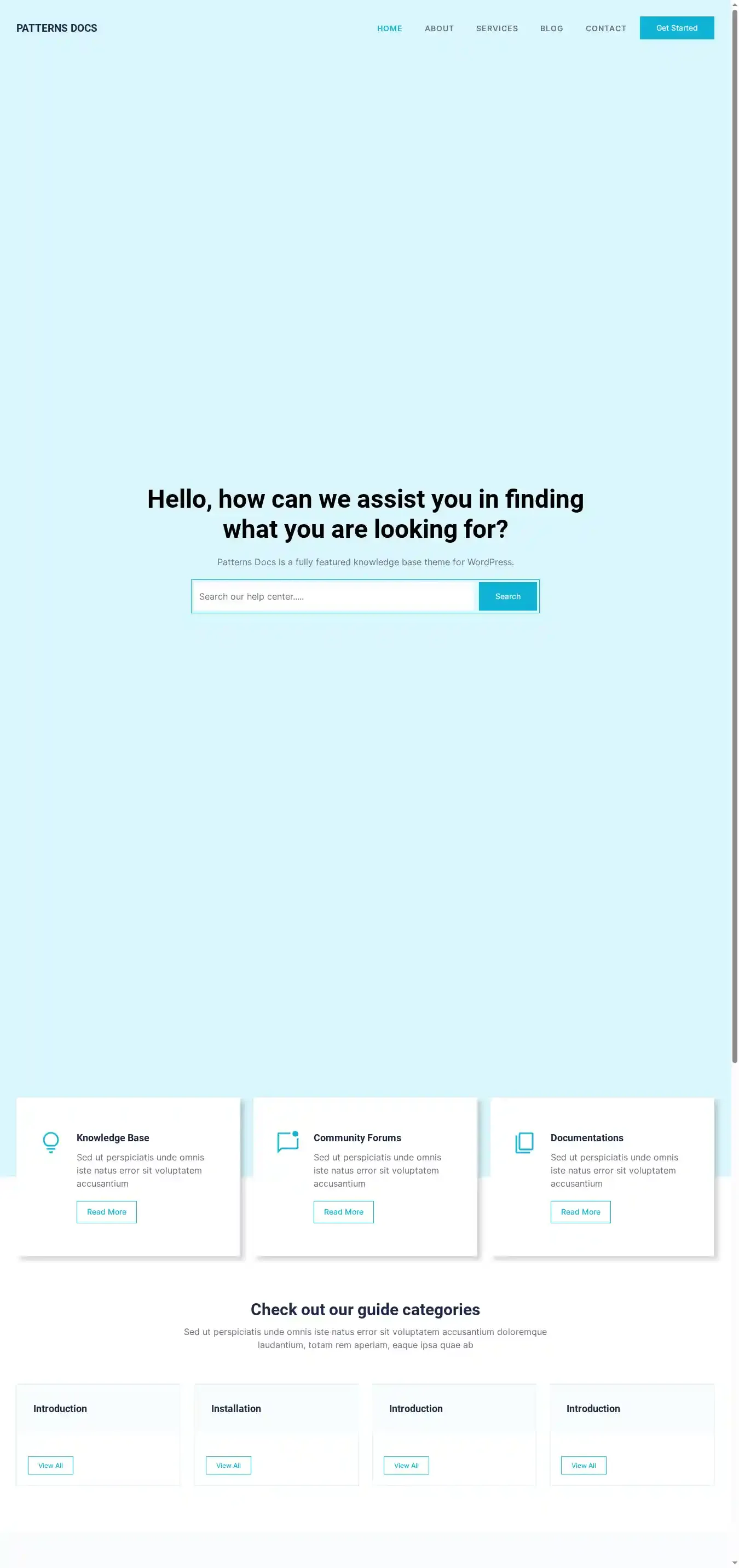 Patterns Docs home page on desktop
