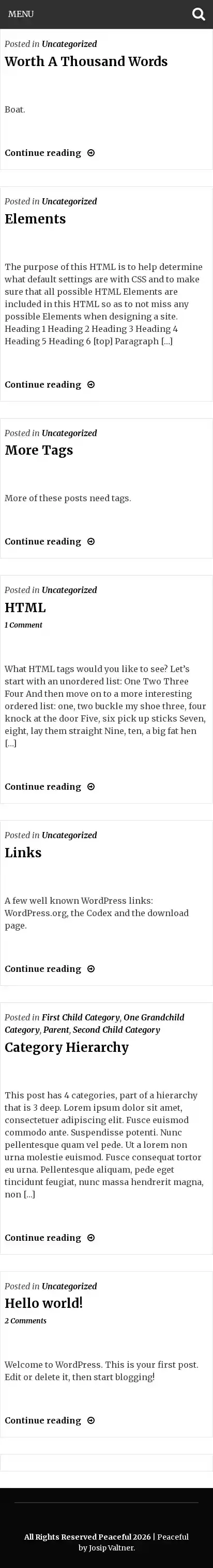 Peaceful home page on mobile
