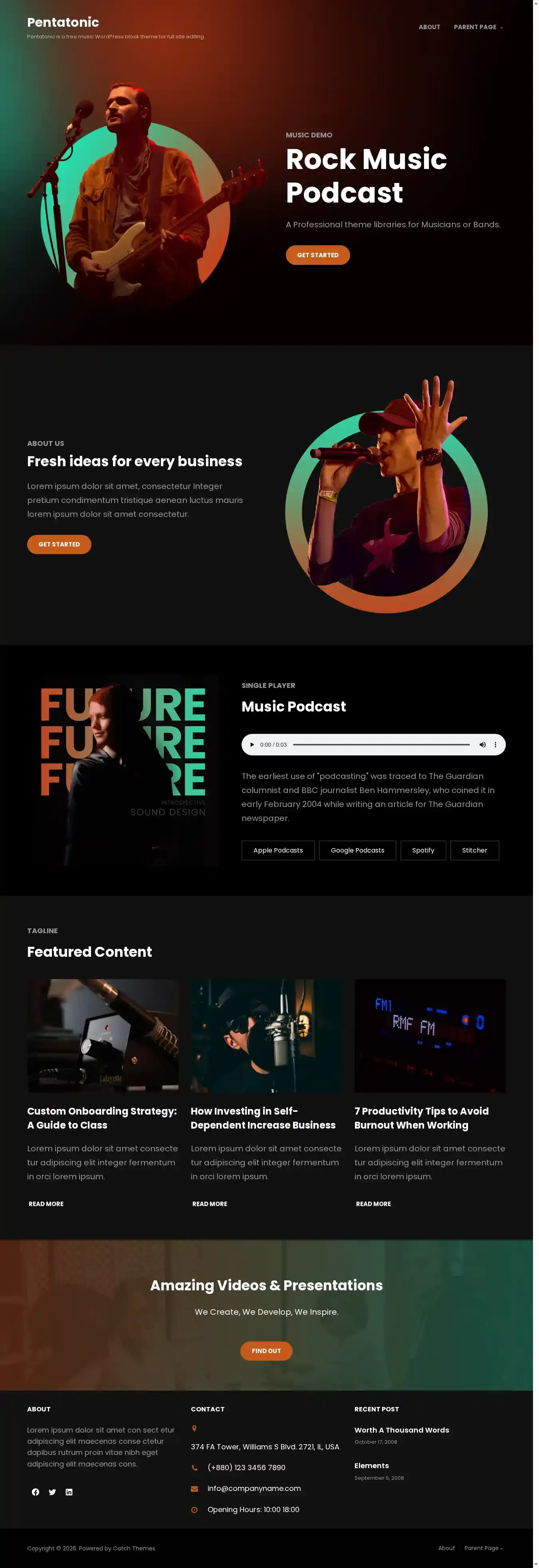 Pentatonic home page on desktop
