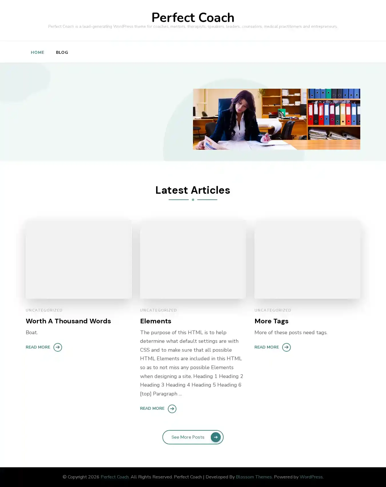 Perfect Coach home page on desktop