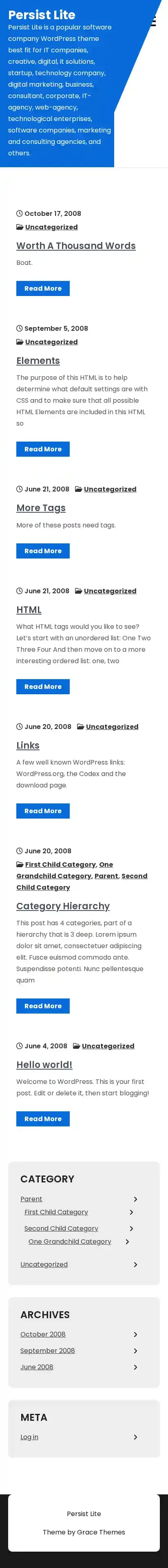 Persist Lite home page on mobile