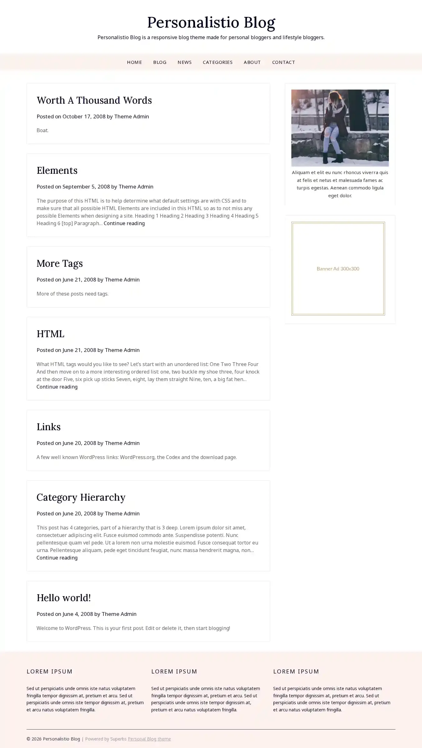 Personalistio Blog home page on desktop