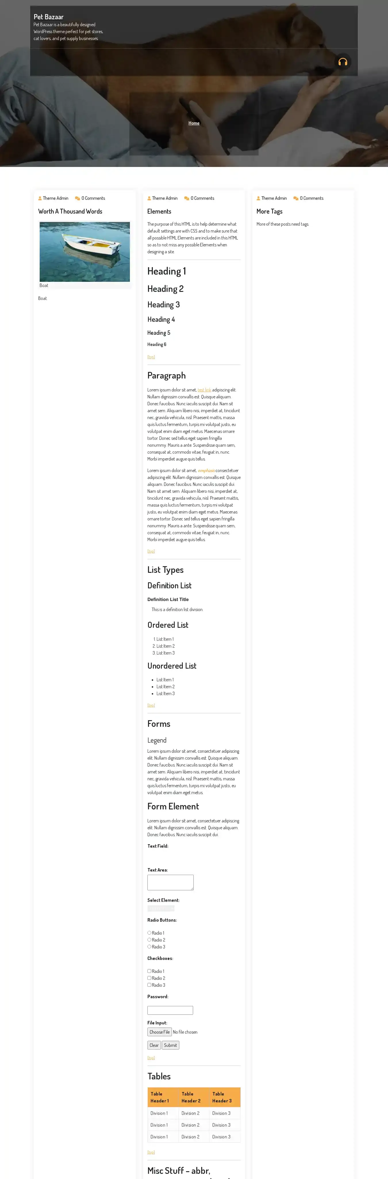 Pet Bazaar home page on desktop