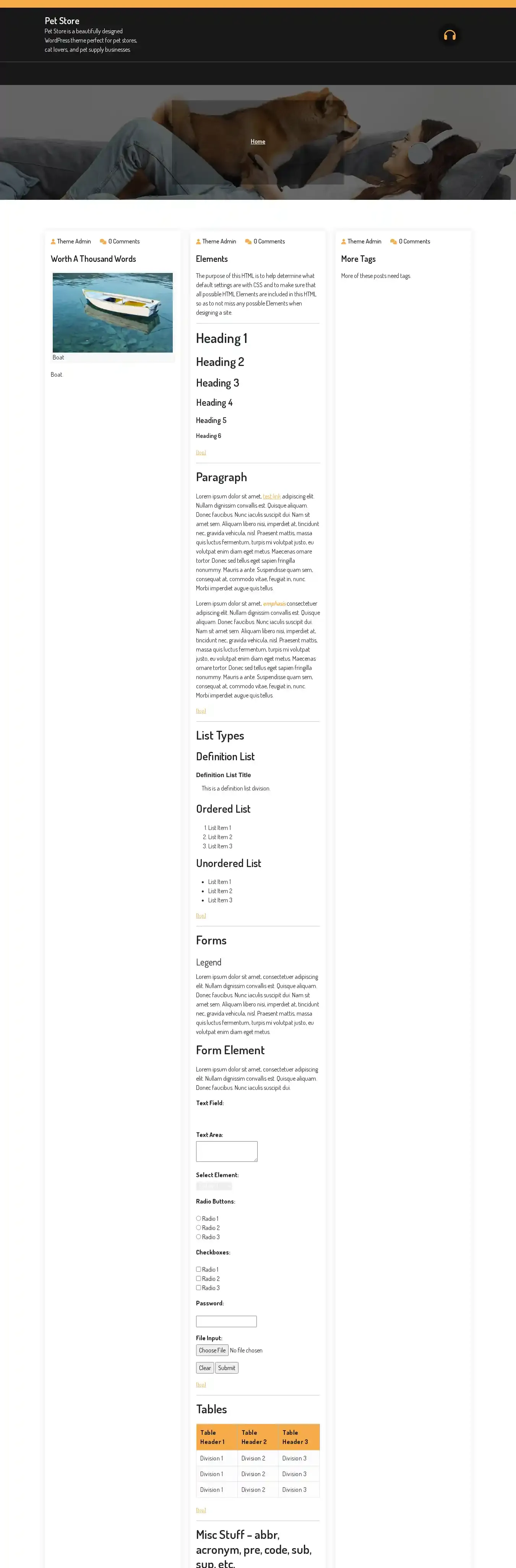 Pet Store home page on desktop