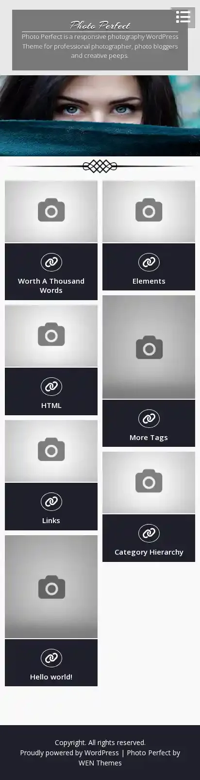 Photo Perfect home page on mobile