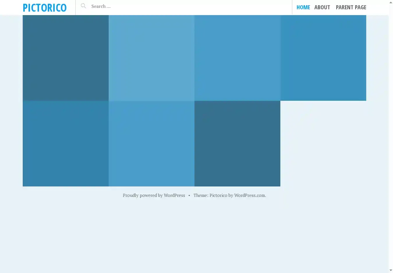 Pictorico home page on desktop