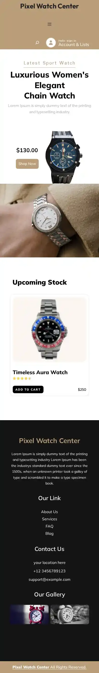 Pixel Watch Center home page on mobile