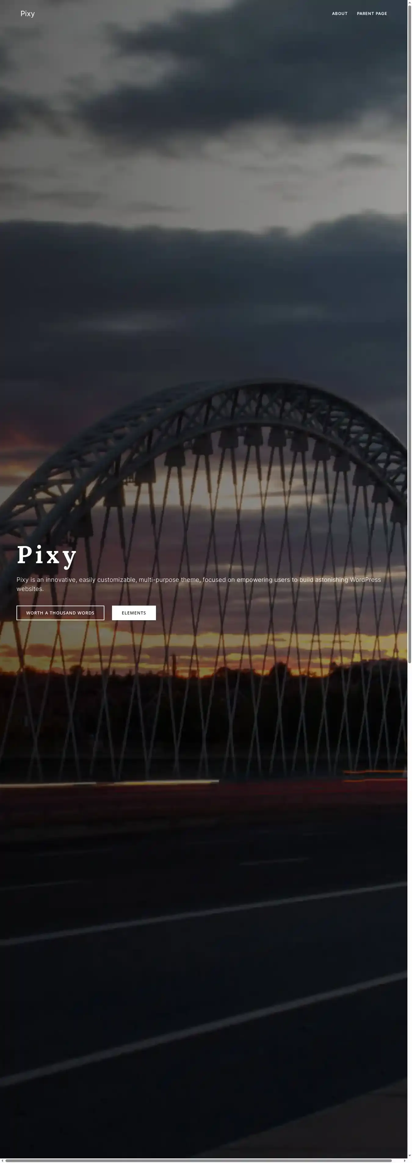 Pixy home page on desktop