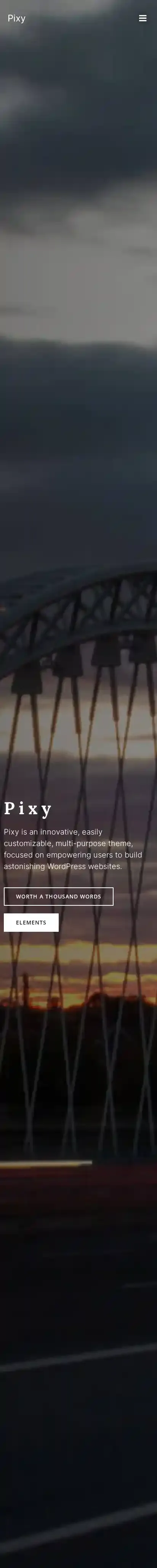 Pixy home page on mobile