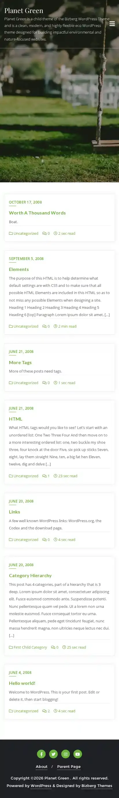 Planet Green home page on mobile